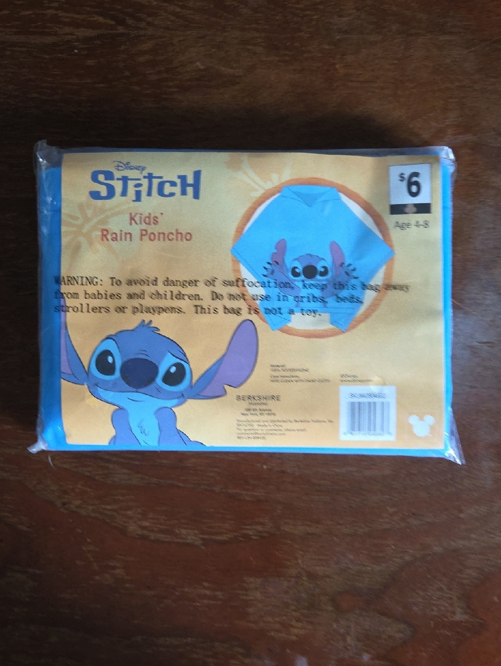 Disney Stitch Light Blue Kids Rain Poncho